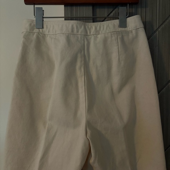 Tory Burch Button Fly Wide Leg Preppy Denim Cream High Rise Sailor Pants Size 2 - Picture 10 of 16